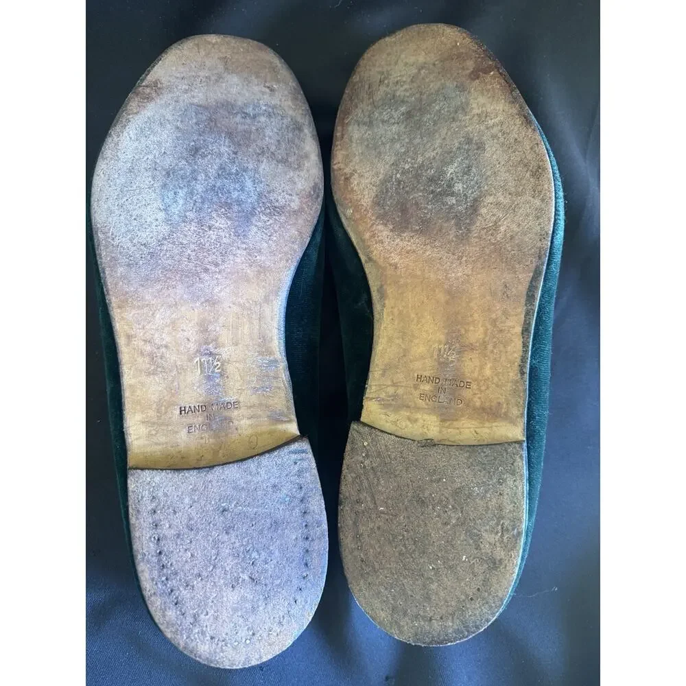 BERK Burlington Arcade London Green Velvet Loafer Slippers House Shoes Mens 11.5